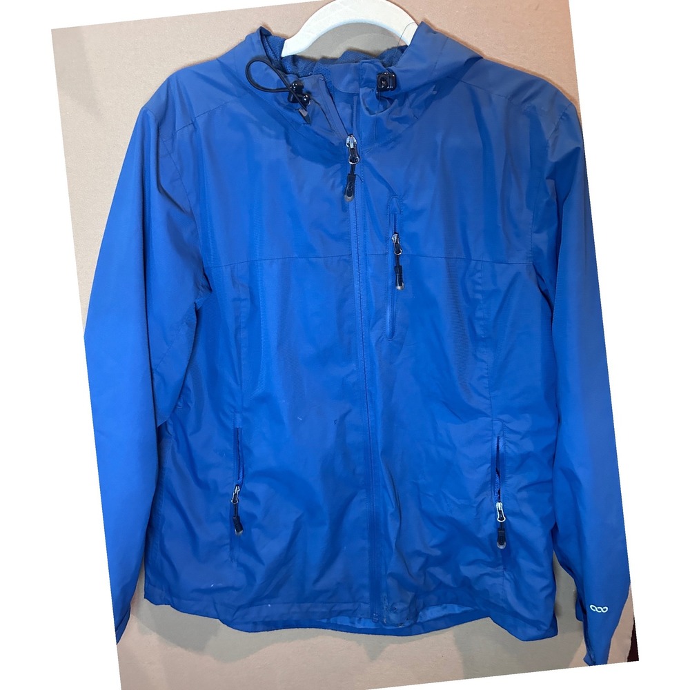 33,000ft Rain Jacket Womens Large Blue Good Hooded Lightweight Windbreaker